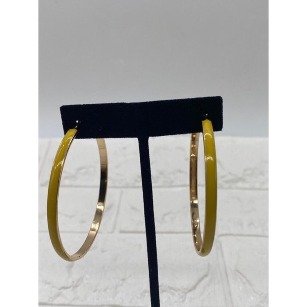 Women's Big Enamel Hoop Earrings with Rose Gold Tone Plated, Nickel-free Stainle